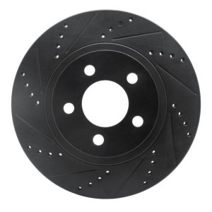 Ford Ranger Brake Rotor (1) - Front Left - R1 Concepts - Drilled & Slotted - Black - `01-`11